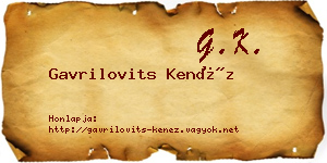 Gavrilovits Kenéz névjegykártya